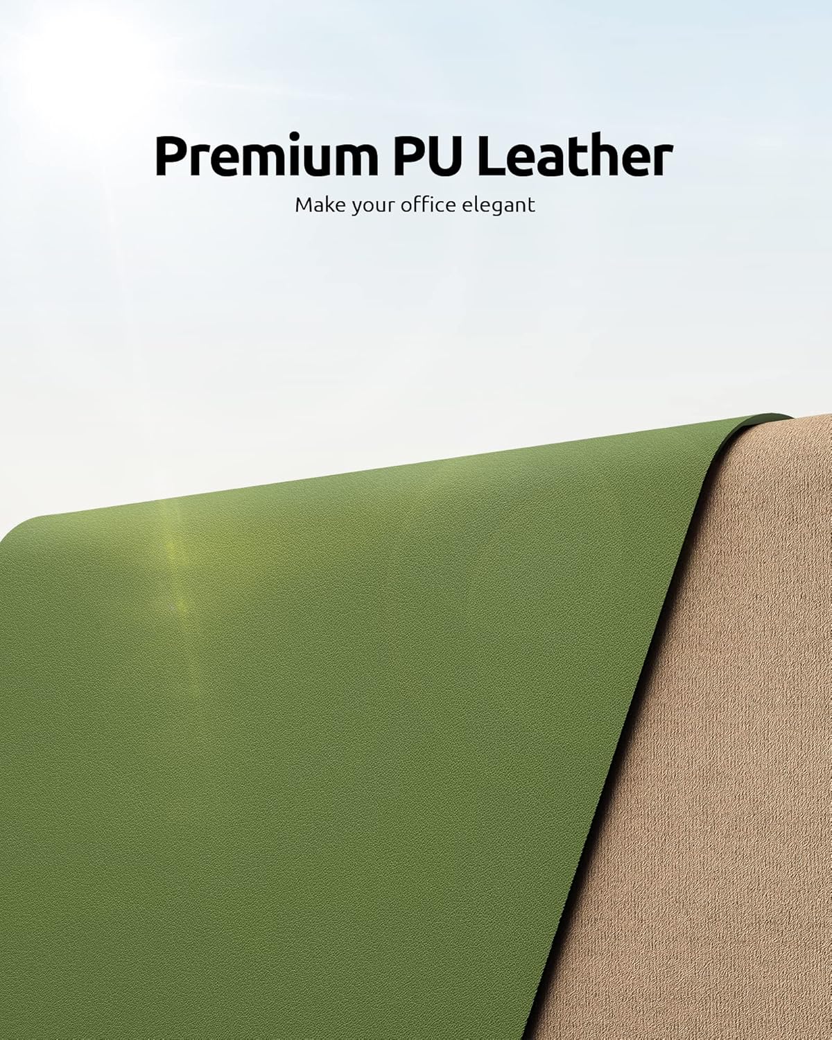 YSAGi Leather Desk Protector, Office Mat, Large Mouse Mat, Non-Slip PU Leather Blotter, Laptop Desk Pad, Waterproof Writing Pad for Office and Home (Green, 23.6" x 13.8")