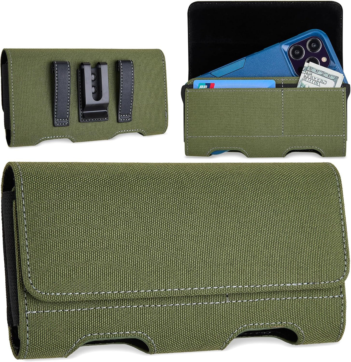 Mopaclle Nylon Cell Phone Holster for Samsung Galaxy S25 Ultra S24 Ultra,S23 Ultra,S22 Ultra, S21 Ultra,Note 20 Ultra A71 A23 A12 Moto G Stylus, Premium Phone Belt Holder with Belt Clip for Men