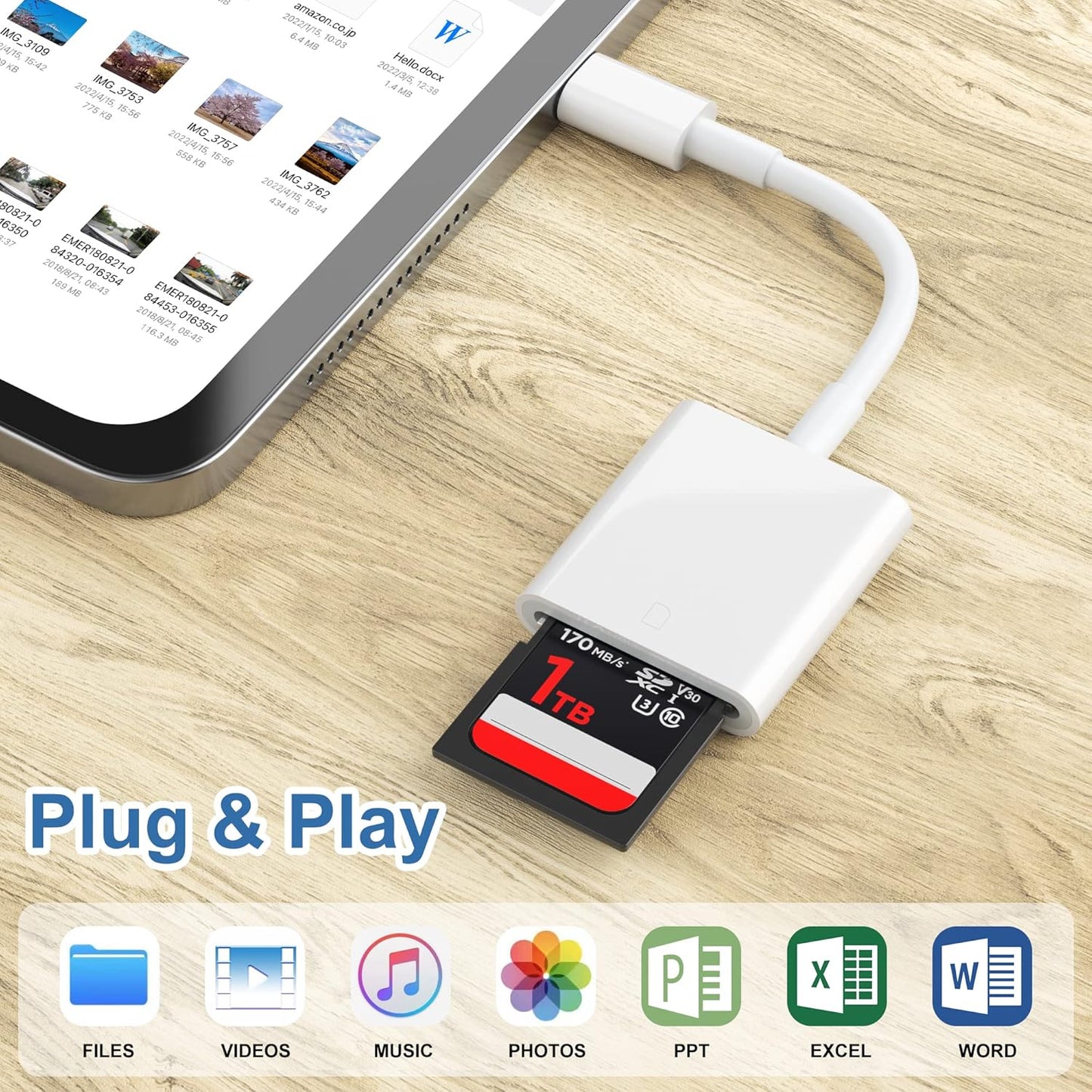 USB C SD Card Reader,USB 3.0 High Speed to SD Card Adapter for iPhone 15/16 Pro Max iPad Pro Trail Game Camera Viewer for MacBook Pro/Air iMac M1 M2 M3 Galaxy S24 Android PhoneTablet (White)