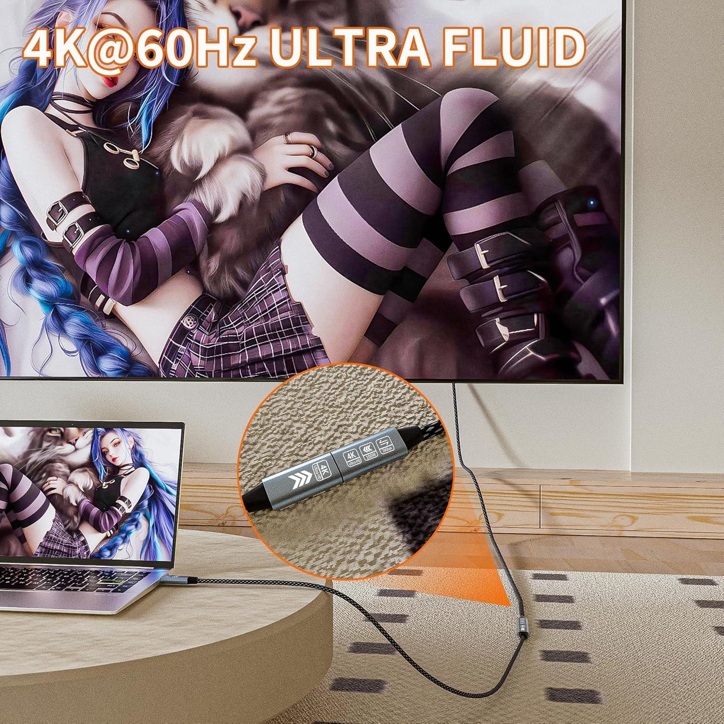 USB C Extension Cable 16.5FT, 20Gbps/100W USB3.2 Type C Extender Cord, 4K@60Hz Video Output Nylon Braided USB C Male to Female Extension Charging Cable Compatibility with Thunderbolt 4/3