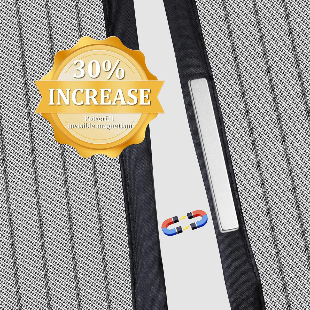 Magnetic Screen Door - Self Sealing, Heavy Duty, Hands Free Mesh Partition Keeps Bugs Out Let Breeze in- Pet and Kid Friendly - Keep Open Feature (Black, Fit Door Size 38 x 80 Inch)